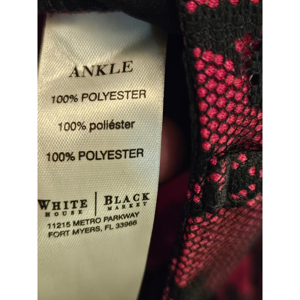 White House Black Market Pink Black Floral Lace Ankle Pants 00 Magenta Gothic - Picture 5 of 11